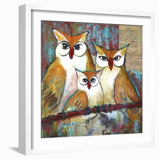 Owl Family Portrait-Blenda Tyvoll-Framed Premium Giclee Print