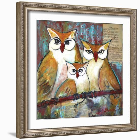 Owl Family Portrait-Blenda Tyvoll-Framed Art Print