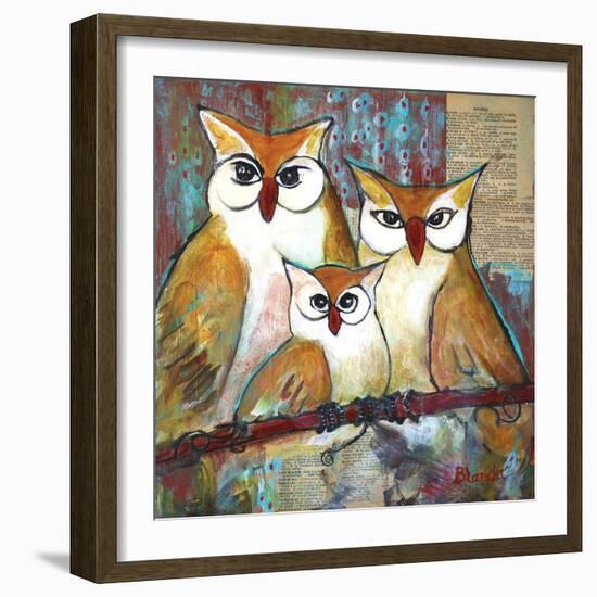 Owl Family Portrait-Blenda Tyvoll-Framed Art Print