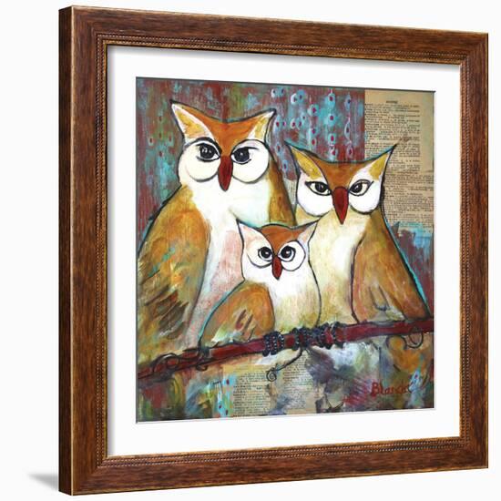 Owl Family Portrait-Blenda Tyvoll-Framed Art Print