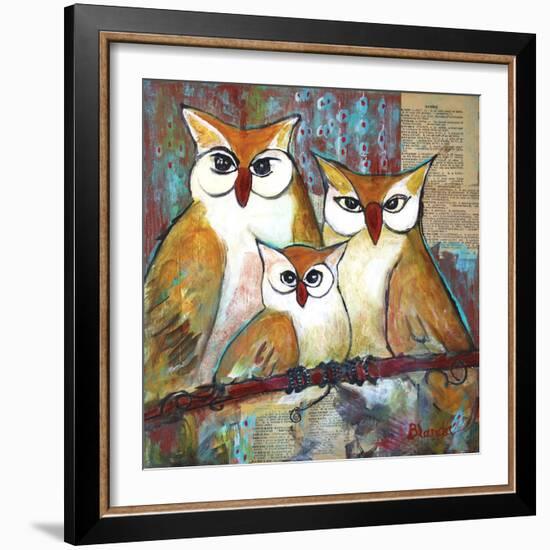 Owl Family Portrait-Blenda Tyvoll-Framed Art Print