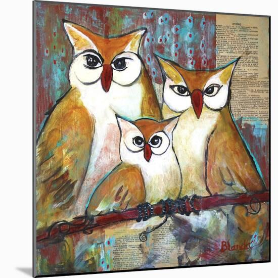 Owl Family Portrait-Blenda Tyvoll-Mounted Art Print