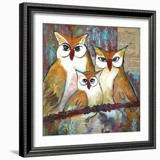 Owl Family Portrait-Blenda Tyvoll-Framed Art Print