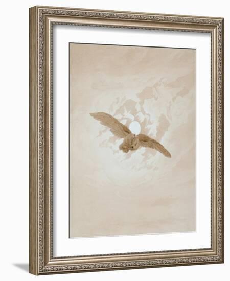 Owl Flying Against a Moonlit Sky, 1836-1837-Caspar David Friedrich-Framed Giclee Print