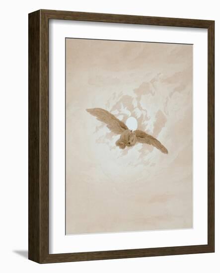 Owl Flying Against a Moonlit Sky, 1836-1837-Caspar David Friedrich-Framed Giclee Print