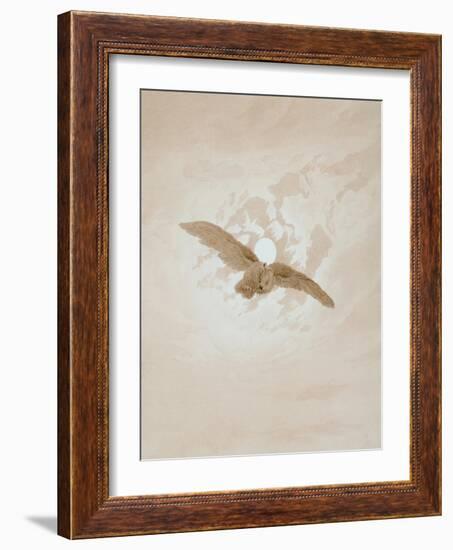 Owl Flying Against a Moonlit Sky, 1836-1837-Caspar David Friedrich-Framed Giclee Print