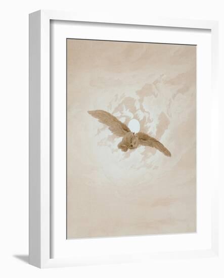 Owl Flying Against a Moonlit Sky, 1836-1837-Caspar David Friedrich-Framed Giclee Print