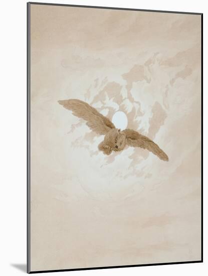Owl Flying Against a Moonlit Sky, 1836-1837-Caspar David Friedrich-Mounted Giclee Print