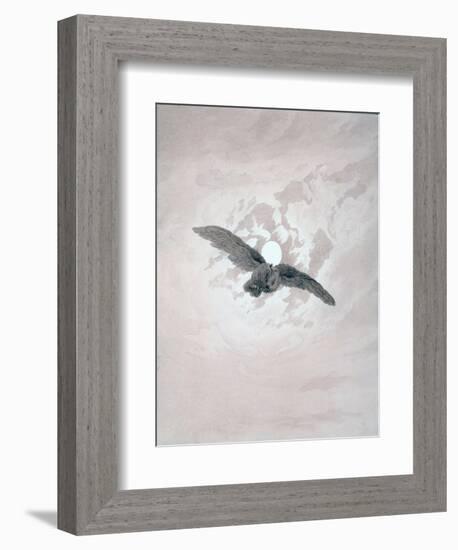 Owl Flying Against a Moonlit Sky-Caspar David Friedrich-Framed Giclee Print