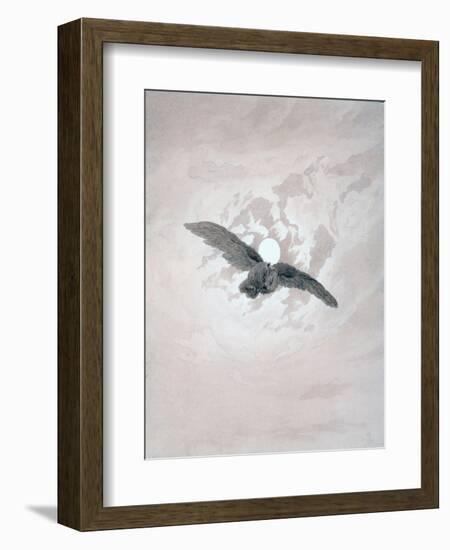 Owl Flying Against a Moonlit Sky-Caspar David Friedrich-Framed Giclee Print