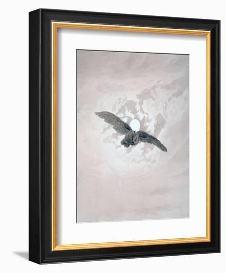 Owl Flying Against a Moonlit Sky-Caspar David Friedrich-Framed Giclee Print