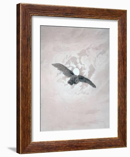 Owl Flying Against a Moonlit Sky-Caspar David Friedrich-Framed Giclee Print