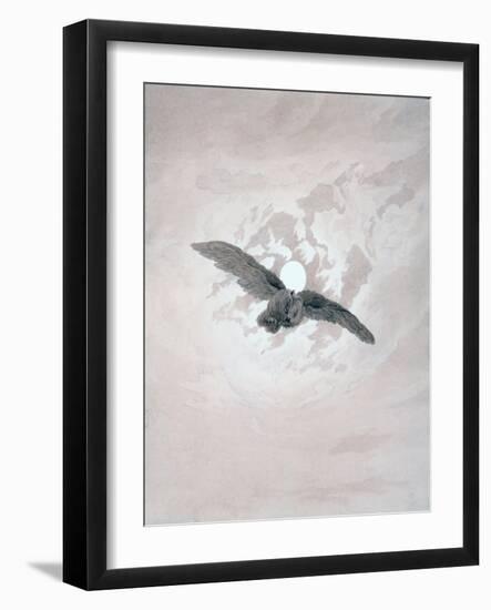 Owl Flying Against a Moonlit Sky-Caspar David Friedrich-Framed Giclee Print