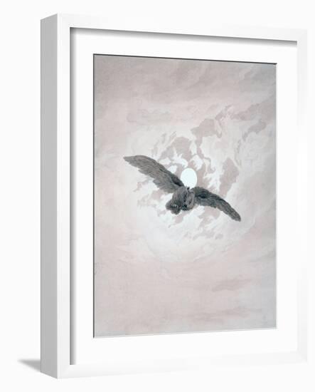 Owl Flying Against a Moonlit Sky-Caspar David Friedrich-Framed Giclee Print