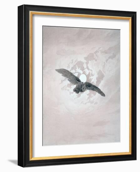 Owl Flying Against a Moonlit Sky-Caspar David Friedrich-Framed Giclee Print