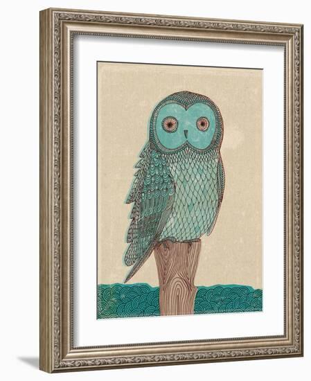 Owl In Blue Monotone-Paula Mills-Framed Art Print