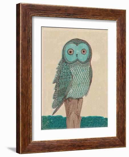 Owl In Blue Monotone-Paula Mills-Framed Art Print