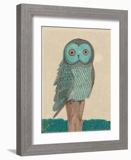 Owl In Blue Monotone-Paula Mills-Framed Art Print