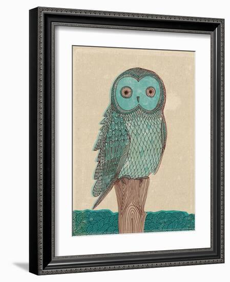 Owl In Blue Monotone-Paula Mills-Framed Art Print