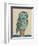 Owl In Blue Monotone-Paula Mills-Framed Art Print