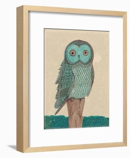 Owl In Blue Monotone-Paula Mills-Framed Art Print