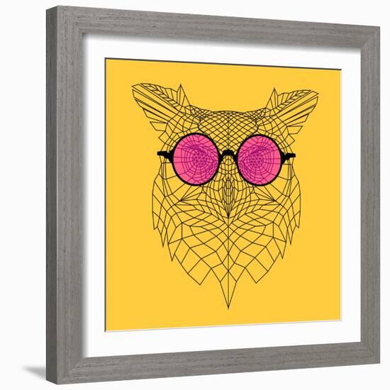 Owl in Pink Glasses-Lisa Kroll-Framed Art Print