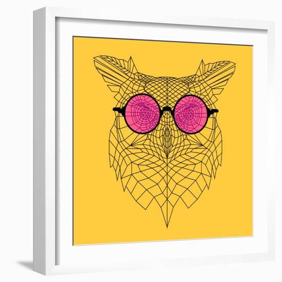 Owl in Pink Glasses-Lisa Kroll-Framed Art Print