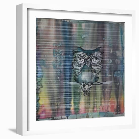Owl In The Matrix Of Aura-Zwart-Framed Giclee Print