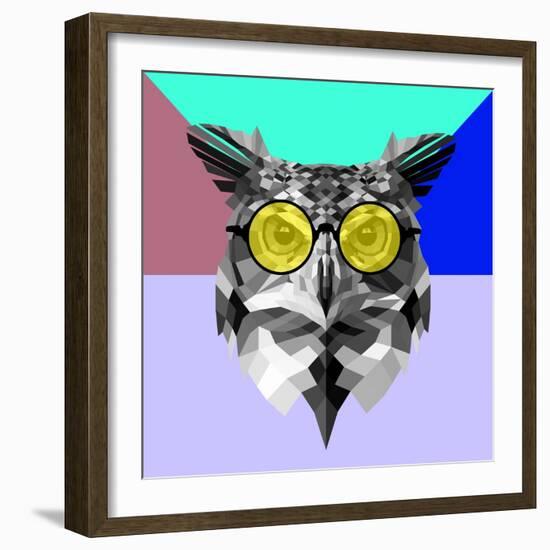 Owl in Yellow Glasses-Lisa Kroll-Framed Art Print