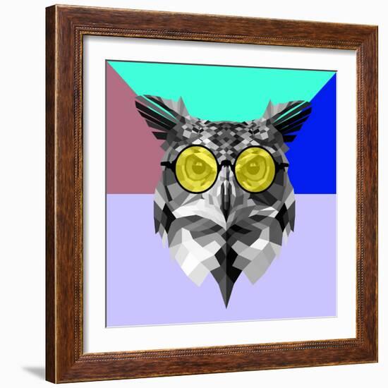 Owl in Yellow Glasses-Lisa Kroll-Framed Art Print