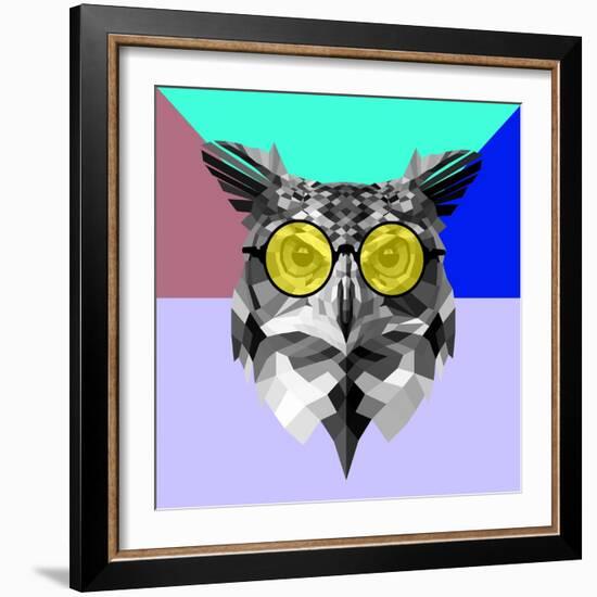 Owl in Yellow Glasses-Lisa Kroll-Framed Art Print