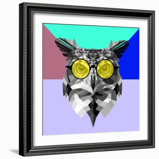 Owl in Yellow Glasses-Lisa Kroll-Framed Art Print