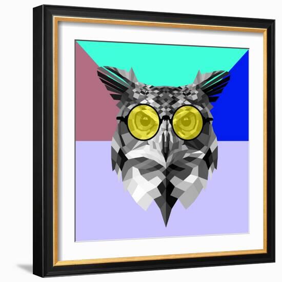 Owl in Yellow Glasses-Lisa Kroll-Framed Art Print