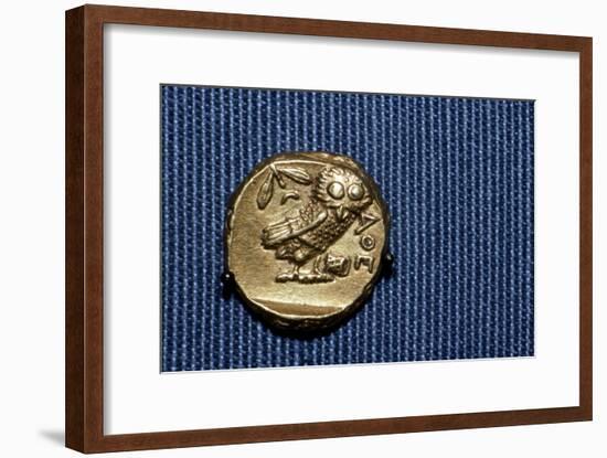 Owl on a Greek Gold Stater struck by Lachares, 300BC-295BC-Unknown-Framed Giclee Print