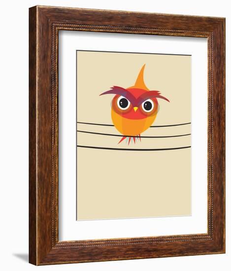 Owl on a Wire-Volkan Dalyan-Framed Art Print