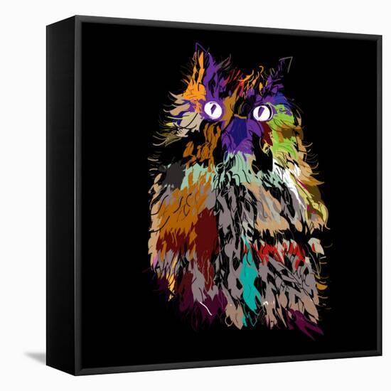 Owl on an Black Background, Hipster Symbol, Vector Illustration. Illustration for T-Shirt.-De Visu-Framed Stretched Canvas