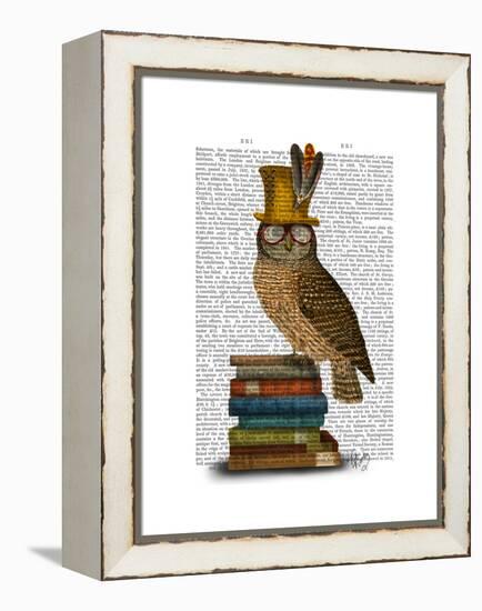 Owl on Books-Fab Funky-Framed Stretched Canvas