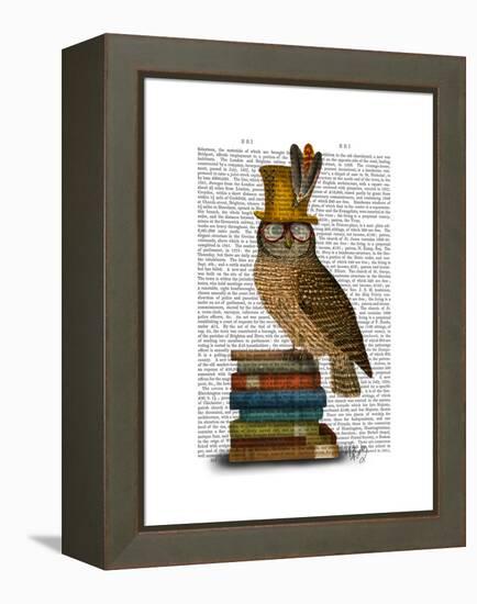 Owl on Books-Fab Funky-Framed Stretched Canvas