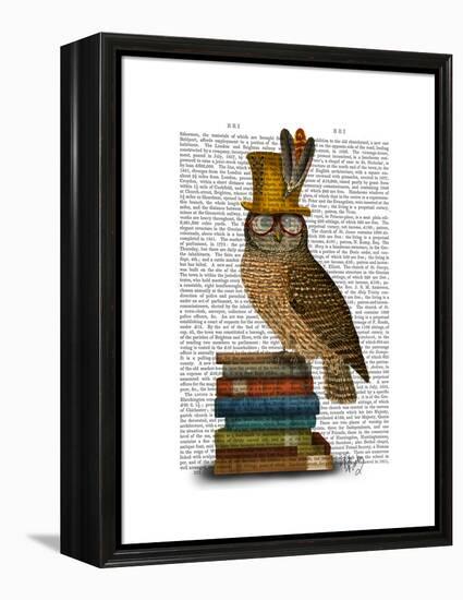 Owl on Books-Fab Funky-Framed Stretched Canvas