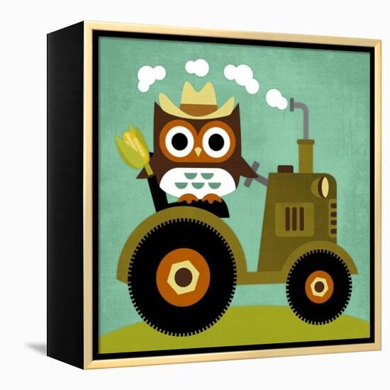 Owl on Tractor-Nancy Lee-Framed Stretched Canvas