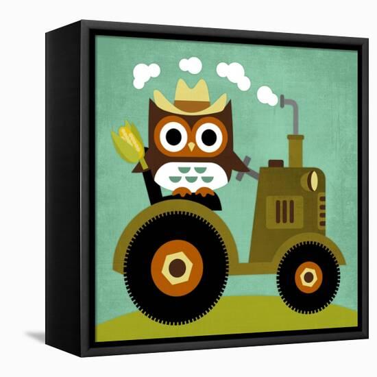 Owl on Tractor-Nancy Lee-Framed Stretched Canvas