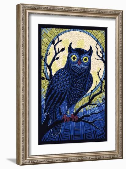 Owl - Paper Mosaic-Lantern Press-Framed Art Print