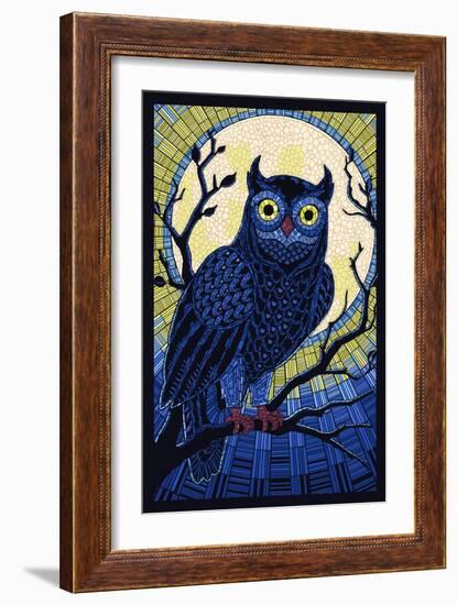 Owl - Paper Mosaic-Lantern Press-Framed Art Print