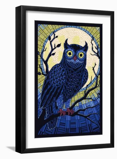 Owl - Paper Mosaic-Lantern Press-Framed Art Print