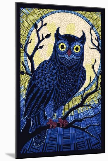 Owl - Paper Mosaic-Lantern Press-Mounted Art Print