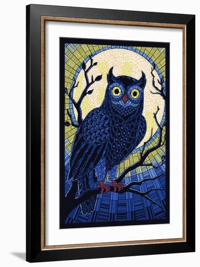 Owl - Paper Mosaic-Lantern Press-Framed Premium Giclee Print