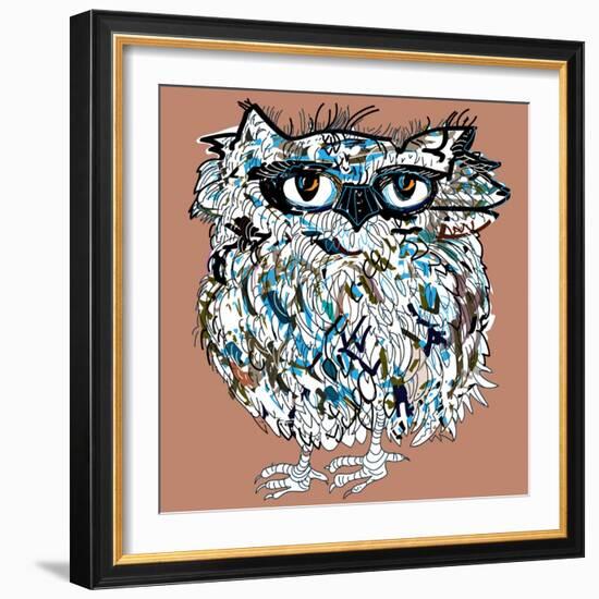 Owl, Symbol of Halloween, Vector Illustration. Illustration for T-Shirt.-De Visu-Framed Art Print