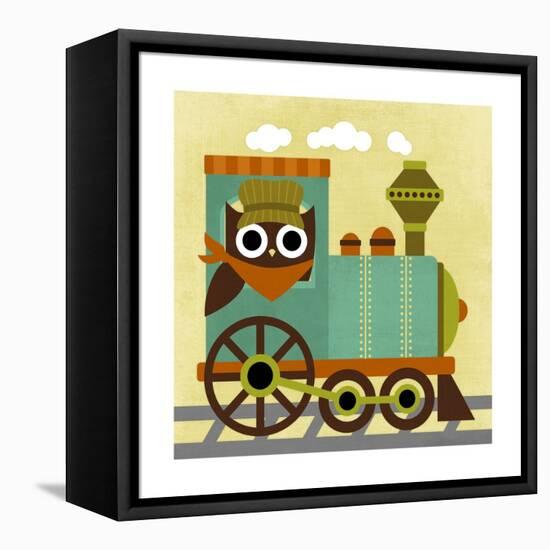 Owl Train Conductor-Nancy Lee-Framed Stretched Canvas