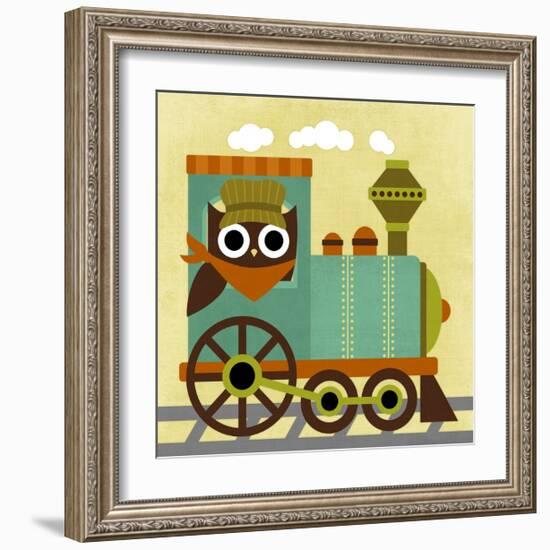 Owl Train Conductor-Nancy Lee-Framed Art Print