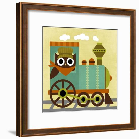 Owl Train Conductor-Nancy Lee-Framed Art Print